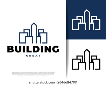 Ícone vetorial dos edifícios modernos e arranha-céus da cidade. Perfeito para projetos de design urbano, arquitetura, imobiliário, viagens e negócios. Escalável, editável e versátil.