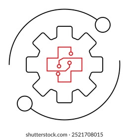 Vector icon for modern medical technology systems. Represents telehealth, digital healthcare, and medtech solutions for healthcare platforms.