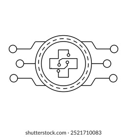 Vector icon for modern medical technology systems. Represents telehealth, digital healthcare, and medtech solutions for healthcare platforms.