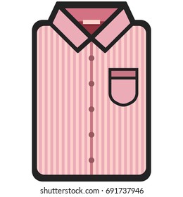 Vector Icon of a modern pink shirt with dark stripes for men or woman in flat style. Pixel perfect. Business and office look. For shops and stores 