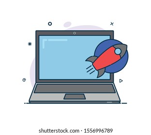 Vector icon of a modern style laptop