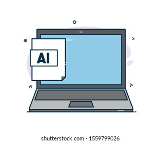 Vector icon of modern style laptop
