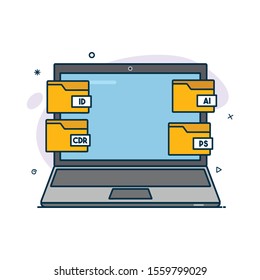 Vector icon of modern style laptop