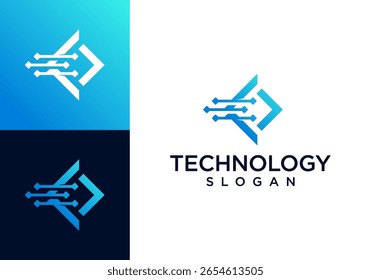 Icono de Vector del logotipo de la tecnología moderna con los Elementos digitales y la letra inicial geométrica C