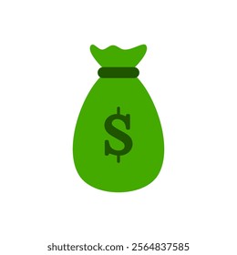 Vector icon of money bag, flat design money storage symbol.