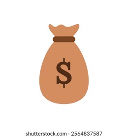 Vector icon of money bag, flat design money storage symbol.