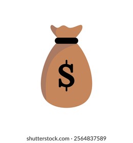 Vector icon of money bag, flat design money storage symbol.