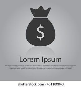 Vector icon of Money Bag. Flat design style. EPS 10