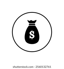 Vector icon of money bag, money storage symbol flat design.