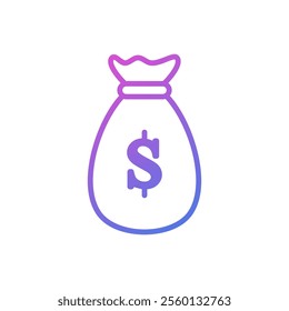 Vector icon of money bag, money storage symbol flat design.