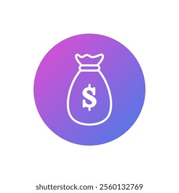 Vector icon of money bag, money storage symbol flat design.