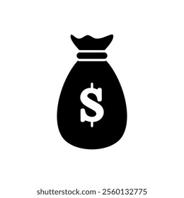 Vector icon of money bag, money storage symbol flat design.