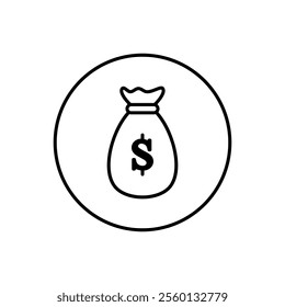 Vector icon of money bag, money storage symbol flat design.