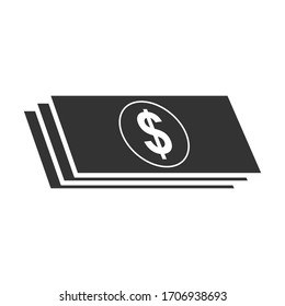 Vector icon of money. Banknote and money sign. Template for the site and app. isolated on a white background. Simple design.