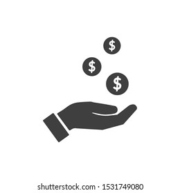 vector icon of money in hand