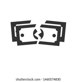  vector icon money Tearing banknote. symbol. logo illustration. graphics. on white background