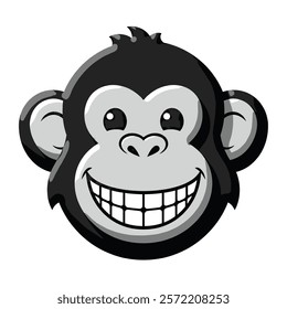 Vector icon of monkey headshot with a playful grin