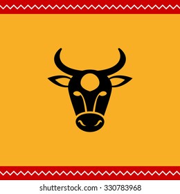 Vector icon of monochrome bull head silhouette 