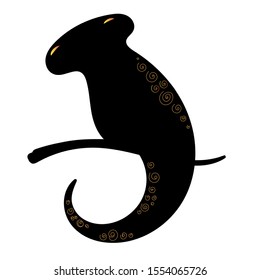 Vector icon, monster silhouette isolated on white background. Vector original black and white graphics, suitable for logos, icons, labels, print and more.