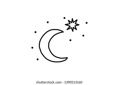 Vector. Icon with month and star, celebration design. Flat illustration. Festival concept design. 
