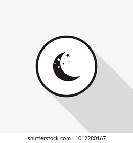 Vector icon moon with a long shadow on the background