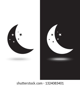 Vector icon moon on black and white background
