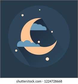 Vector icon moon and stars in space