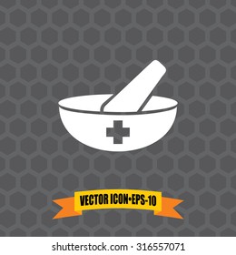 Vector Icon of Mortar & Pastel on Dark Gray Background. Eps.10.