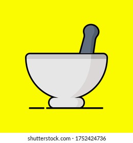 Vector icon of mortar and pestle.