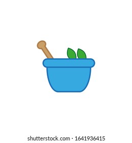 vector icon, mortar with vegetables on white background