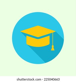 Vector icon of mortarboard or graduation cap. 