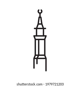 Vector icon of a Mosque Minaret with a crescent (Live stoke)