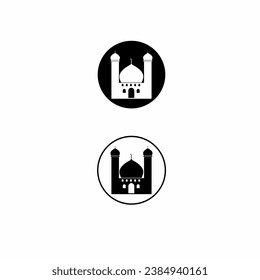 Vector icon or mosque symbol in black and white