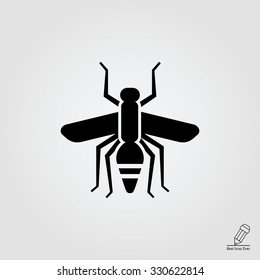 Vector icon of mosquito silhouette, top view