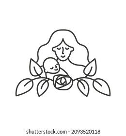 Icono del vector - madre con su hijo en un estilo lineal aislado en fondo blanco