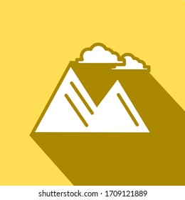 Vektorillustration-Symbol des Gebirges mit glyph-Stil-Schatten