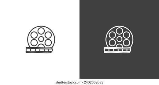 Vector icon of movies . Movie elements. Simple Cinema movie signs. Isolated Cinema movie on black and white background.