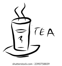 vector icon mug hot tea black white