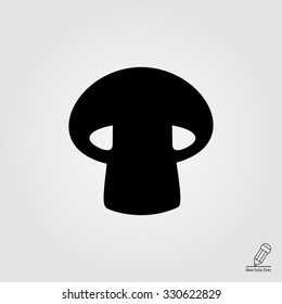 Vector icon of mushroom with cap and stipe