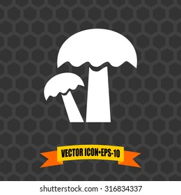 Vector Icon of Mushrooms on Dark Gray Background. Eps.10.