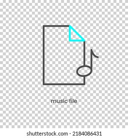Vector Icon of music file. Vector illustration in dark color and transparent background (png).