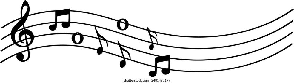 Vector icon of music notes for melody