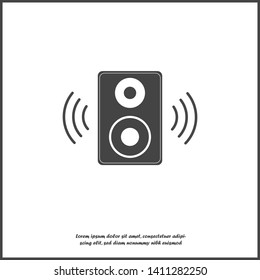 Vector icon music speaker on white isolated background. 