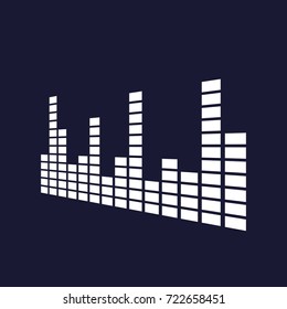 Vector icon of musical equalizer. A musical sound wave.Vector white icon on dark blue background. 