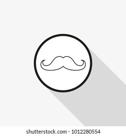 Vector icon mustache with a long shadow on the background