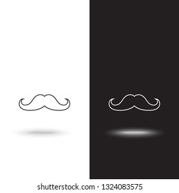 Vector icon mustache on black and white background
