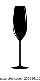 Icono del vector. Estrecha copa de champán.