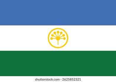 Vector icon of the national flag of Bashkortostan in a circular shape. Simple, clean design suitable for web, apps, infographics, and educational materials.