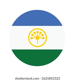Vector icon of the national flag of Bashkortostan in a circular shape. Simple, clean design suitable for web, apps, infographics, and educational materials.
