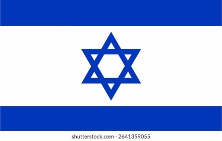 Vector icon of the national flag of Israel featuring the blue Star of David with horizontal stripes on a white background. Ideal for editorial, educational, political, or international content.